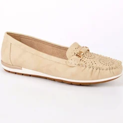 Chaussures Confort|SCALINA Mocassins Femme Beige