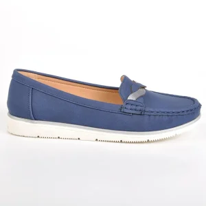 Chaussures Confort|SCALINA Mocassins Femme Bleu Marine En Cuir