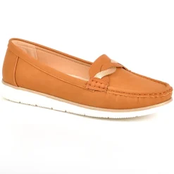 Chaussures Confort|SCALINA Mocassins Femme Camel En Cuir