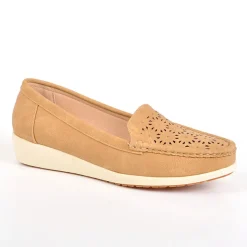 Chaussures Confort|LADY CONFORT Mocassins Femme Strass Camel
