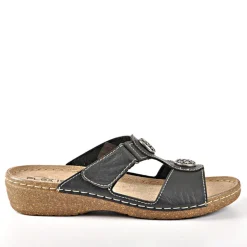 Chaussures Confort|LADY CONFORT Mules Compensees Avec Boutons Fantaisies Flex'Is Noir
