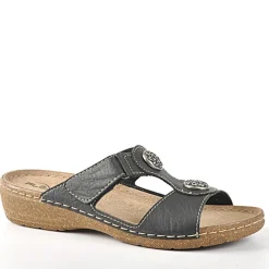 Chaussures Confort|LADY CONFORT Mules Compensees Avec Boutons Fantaisies Flex'Is Noir