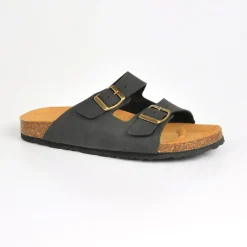 Mules, Tongs|ARIZONA Mules Deux Brides A Boucles Homme Noir