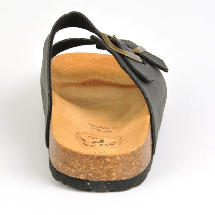 Mules, Tongs|ARIZONA Mules Deux Brides A Boucles Homme Noir