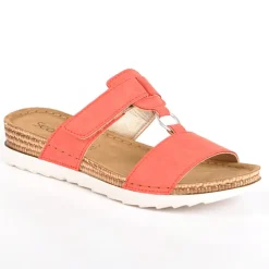 Chaussures Confort|SCALINA Mules Femme Compensees A Boucles Metalliques Rouge