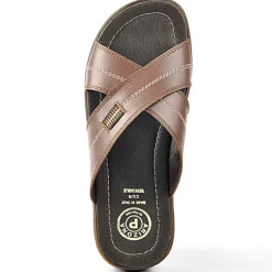 Mules, Tongs|ARIZONA Mules Homme A Brides Croisees En Cuir Marron