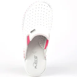 Chaussures Confort|FLEX'IS Mules Sabots Avec Surpiqures Contrastantes Blanc