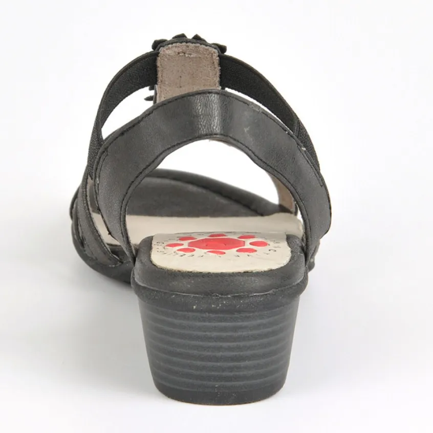 Chaussures Confort|RELIFE Sandales A Talons Femme Avec Elastiques Noir