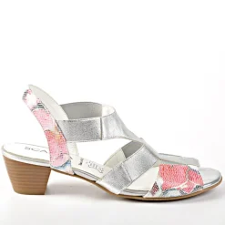 Chaussures Confort|SCALINA Sandales A Talons Matiere Irisee Argente
