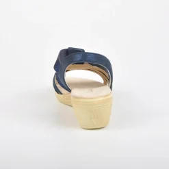 Chaussures Confort|LADY CONFORT Sandales Compensees Avec Strass Bleu Marine