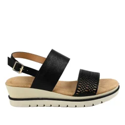 Chaussures Confort|SCALINA Sandales Compensees Femme Noir