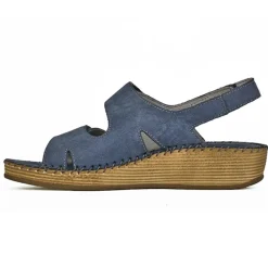 Chaussures Confort|LADY CONFORT Sandales Compensees Femme Cuir Bleu Marine