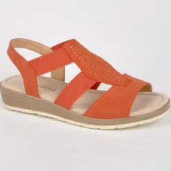 Chaussures Confort|SCALINA Sandales Compensees Femme Avec Strass Orange