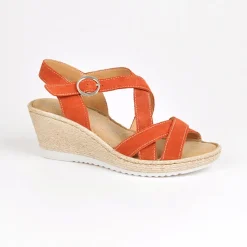 Chaussures Confort|SCALINA Sandales Compensees Femme Orange