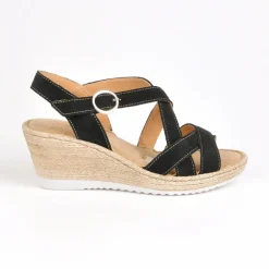 Chaussures Confort|SCALINA Sandales Compensees Femme Noir