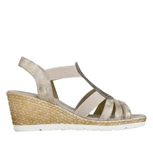 Chaussures Confort|SCALINA Sandales Compensees Femme Dore