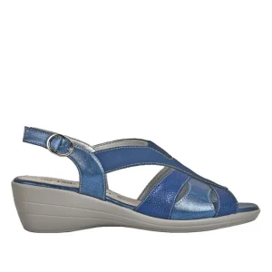 Chaussures Confort|LADY CONFORT Sandales Compensees Femme Bleu Marine