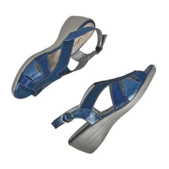 Chaussures Confort|LADY CONFORT Sandales Compensees Femme Bleu Marine