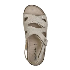 Chaussures Confort|LADY CONFORT Sandales Compensees Femme Cuir Beige