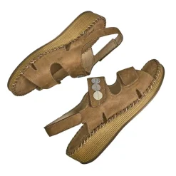 Chaussures Confort|LADY CONFORT Sandales Compensees Femme Cuir Marron