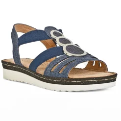 Chaussures Confort|SCALINA Sandales Compensees Femme Bleu Jean