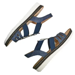Chaussures Confort|SCALINA Sandales Compensees Femme Bleu Jean