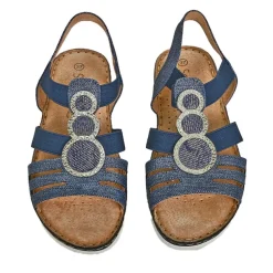 Chaussures Confort|SCALINA Sandales Compensees Femme Bleu Jean