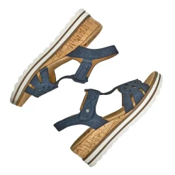 Chaussures Confort|RELIFE Sandales Compensees Femme Bleu Marine