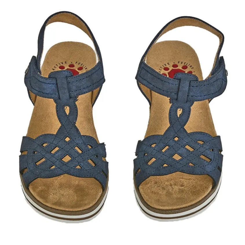 Chaussures Confort|RELIFE Sandales Compensees Femme Bleu Marine