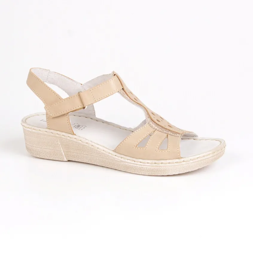 Chaussures Confort|LADY CONFORT Sandales Compensees Femme Confort Beige
