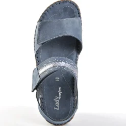 Chaussures Confort|LADY CONFORT Sandales Compensees Bleu