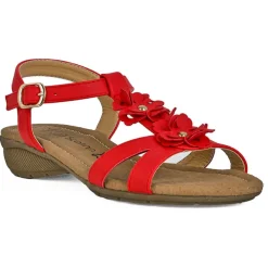 Chaussures Confort|SCALINA Sandales Confort A Talons Femme Rouge A Fleurs