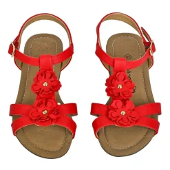 Chaussures Confort|SCALINA Sandales Confort A Talons Femme Rouge A Fleurs