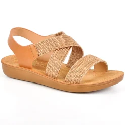 Chaussures Confort|SCALINA Sandales Femme Compensees Avec Elastiques Marron