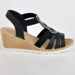 Chaussures Confort|SCALINA Sandales Femme Compensees Avec Strass Bleu Marine