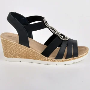 Chaussures Confort|SCALINA Sandales Femme Compensees Avec Strass Bleu Marine