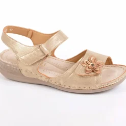 Chaussures Confort|LADY CONFORT Sandales Femme Semelles Souples Dore