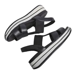 Chaussures Confort|SCALINA Sandales Plateforme Femme Cuir Noir