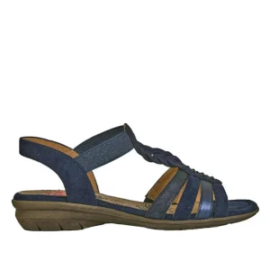 Chaussures Confort|RELIFE Sandales Plates Avec Strass Bleu