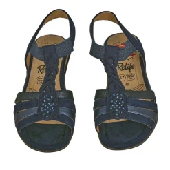 Chaussures Confort|RELIFE Sandales Plates Avec Strass Bleu