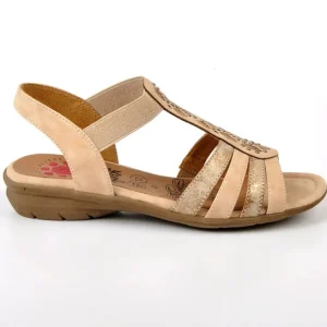 Chaussures Confort|RELIFE Sandales Plates Femme Avec Elastiques Beige