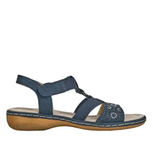 Chaussures Confort|LADY CONFORT Sandales Plates Femme Bleu Marine