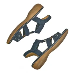 Chaussures Confort|LADY CONFORT Sandales Plates Femme Bleu Marine