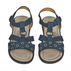 Chaussures Confort|LADY CONFORT Sandales Plates Femme Bleu Marine