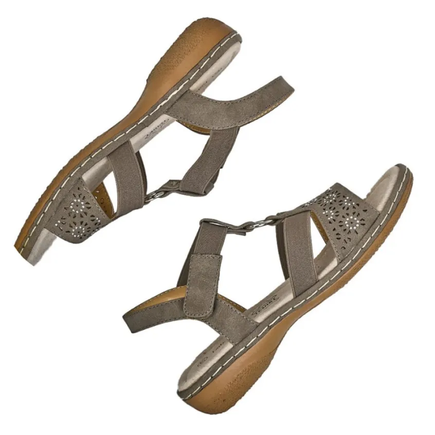 Chaussures Confort|LADY CONFORT Sandales Plates Femme Beige