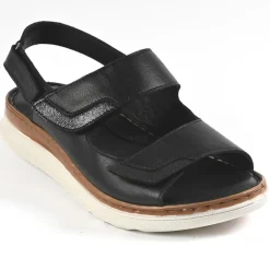 Chaussures Confort|VENUS Sandales Plates Femme Noir