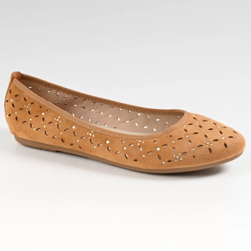 Ballerines | VICE VERSA Ballerines Ajourees Femme Camel Avec Strass