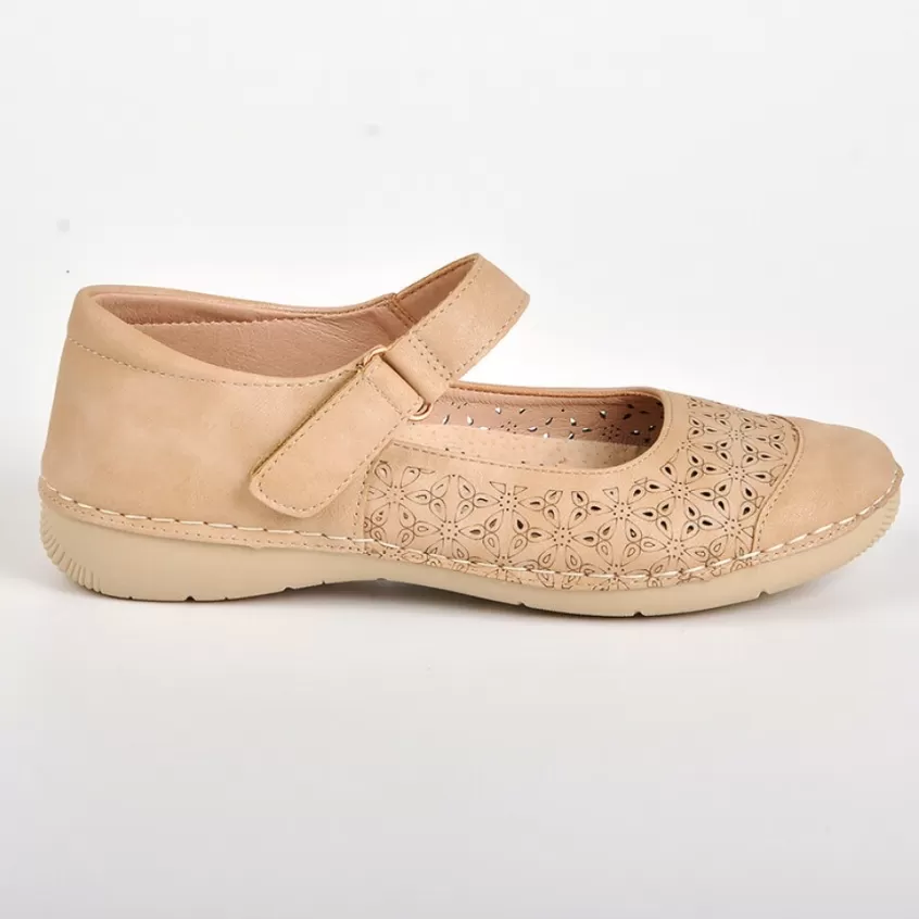 Chaussures Confort | LADY CONFORT Ballerines Femme Beige A Brides