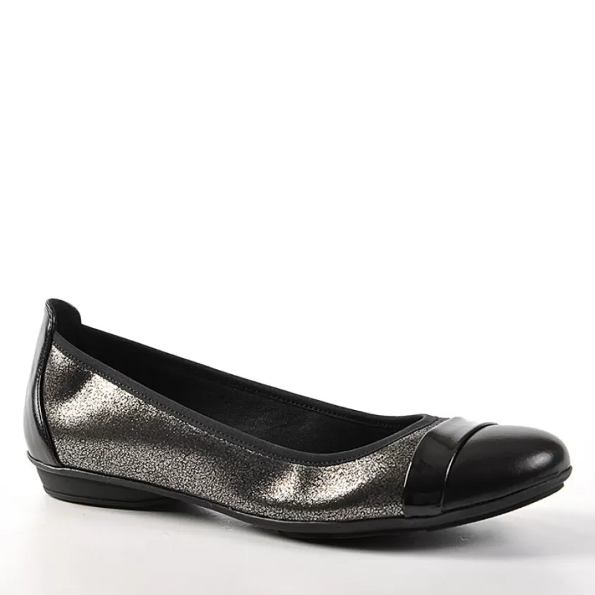 Chaussures Confort | SCALINA Ballerines Femme Noires Et Argentees Semelles Souples