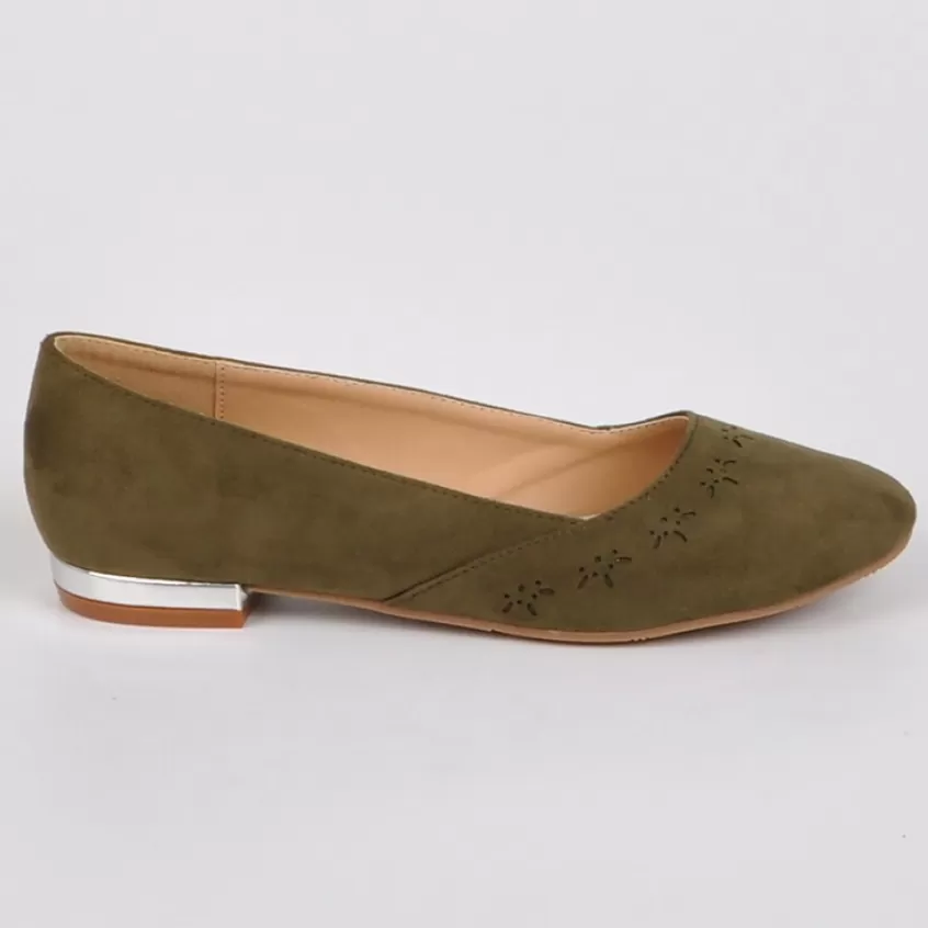 Ballerines | VICE VERSA Ballerines Femme Vert Kaki Au Talon Argente